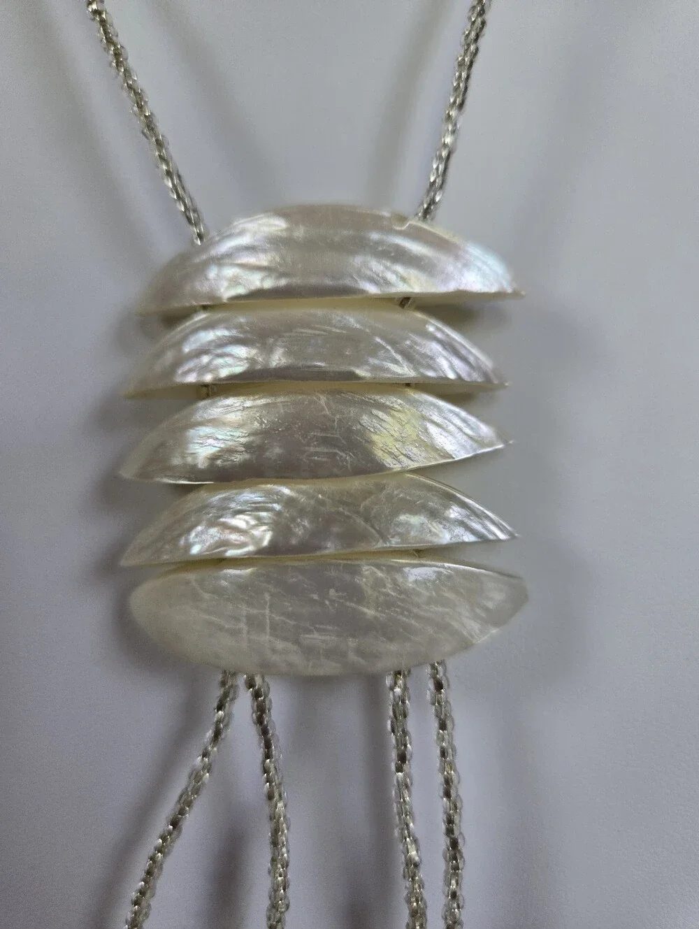 N-137-Mother Of Pearl Shell & Pearl Pendant Necklace-24